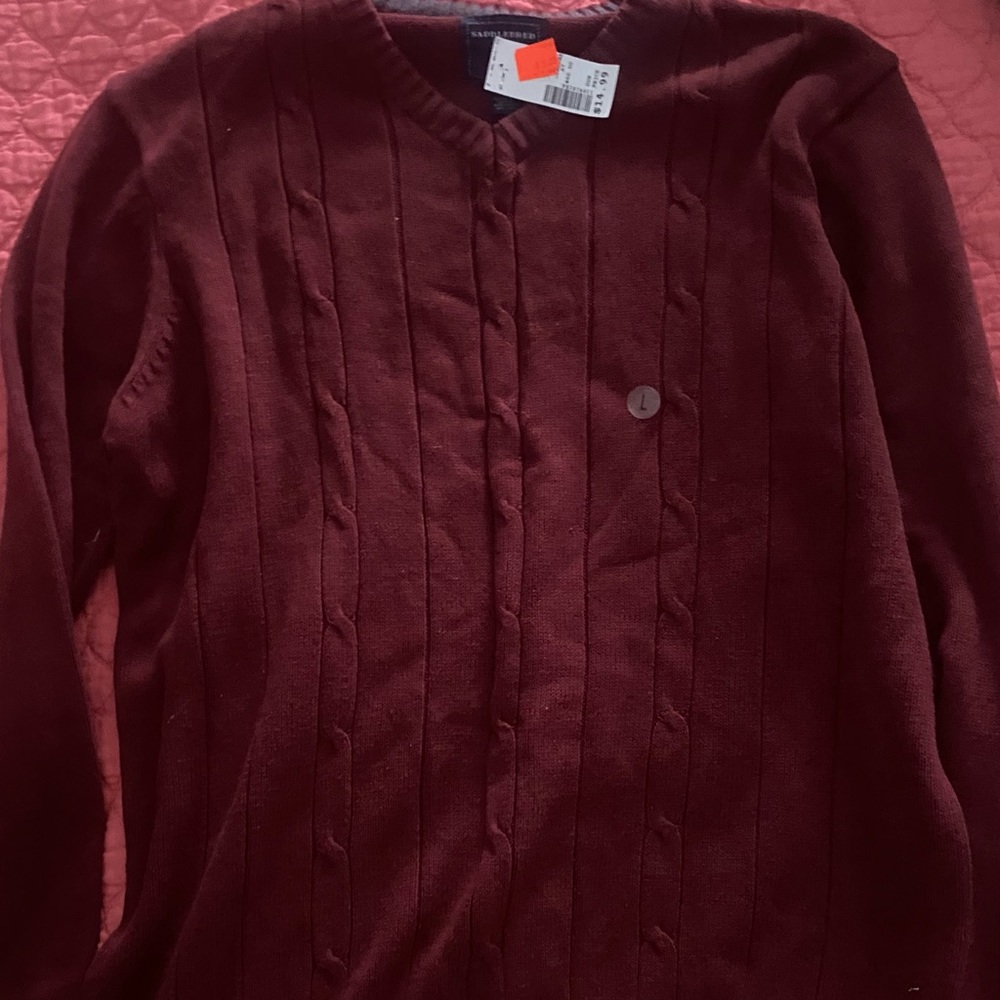 NWT saddlebred v neck red sweater